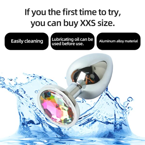 Metal Anal Plug For Women Stainless Steel Butt Plug With Jewelry Crystal Anus Toy Anal Bead Ladies Sex Toys Adult Game Analplug