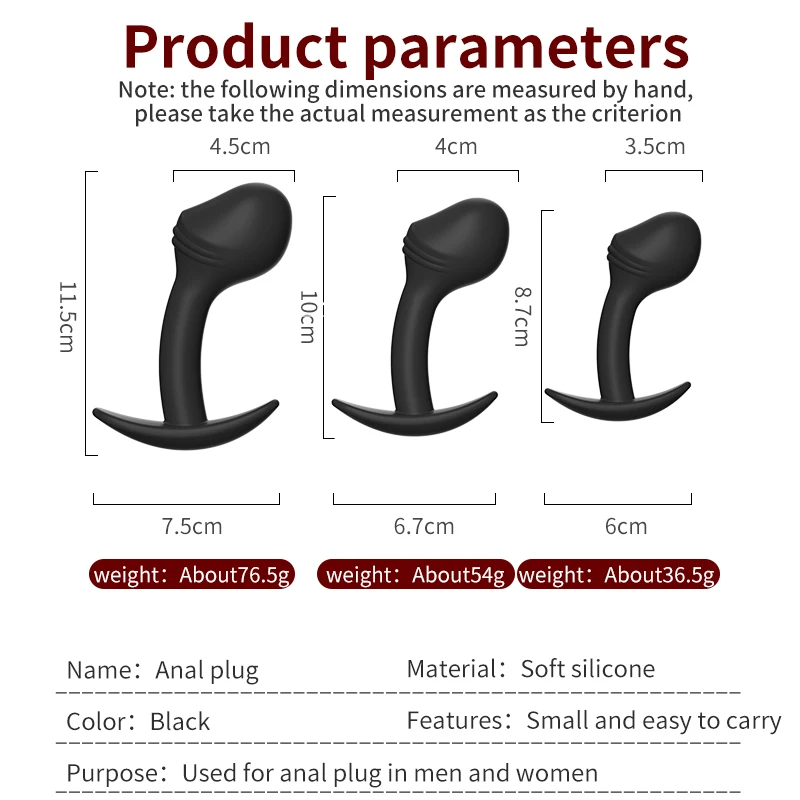100% Safe Silicone Anal Plug Butt Plug Unisex Sexy Buttplug 3 Different Size Prostate Massager Adult Sex Toys for Men/Women