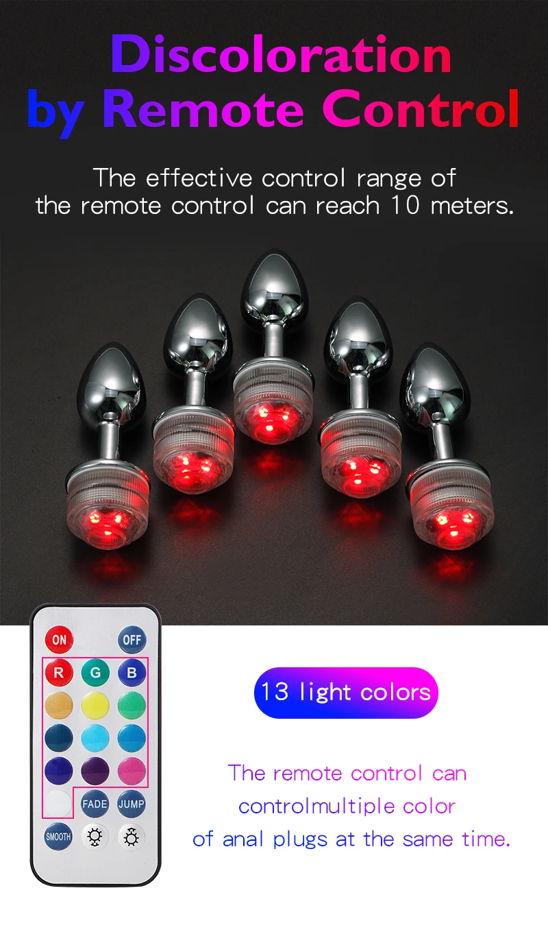 Wireless Remote Control Metal Luminous Anal Plug Prostate Massage Butt Plug with LED Anal Tail Sex Toy Adult Products for Women Wireless Remote Control Metal Luminous Anal Plug Prostate Massage Butt Plug with LED Anal Tail Sex Toy Adult Products for Women