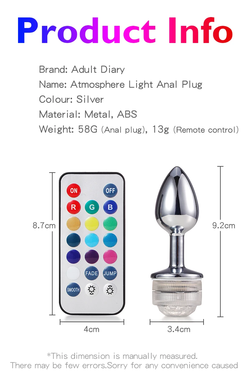 Wireless Remote Control Metal Luminous Anal Plug Prostate Massage Butt Plug with LED Anal Tail Sex Toy Adult Products for Women Wireless Remote Control Metal Luminous Anal Plug Prostate Massage Butt Plug with LED Anal Tail Sex Toy Adult Products for Women