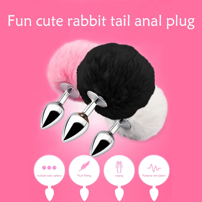 Mini Bunny Tail Butt Plug Cosplay Anal Beads Metal Butt Plug Dildo BDSM Beginner Anal Plug Massage Balls Sex Toys for Men Women