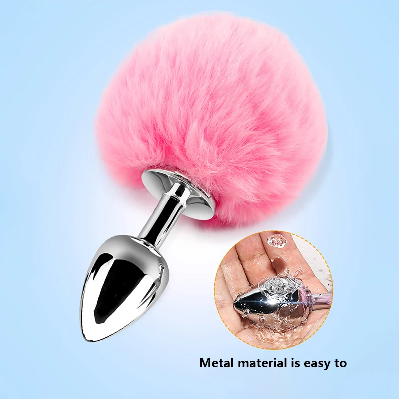 Mini Bunny Tail Butt Plug Cosplay Anal Beads Metal Butt Plug Dildo BDSM Beginner Anal Plug Massage Balls Sex Toys for Men Women