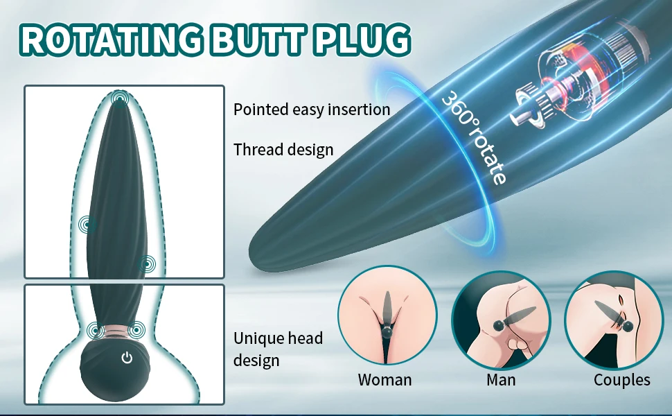 360 Remote Control Rotating Plugue Anal Vibrador Dildo Silicone Prostate Massager Anal Butt Plug Dilator Sex Toys For Women Men