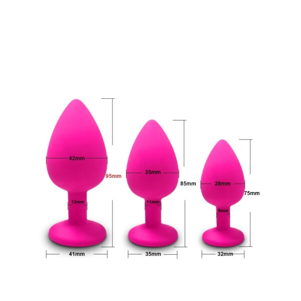 Beginner Anal Plug 3 Different Size Butt Plug with Detachable Acrylic Diamond Female Sex Toy for Men Women Couples Game