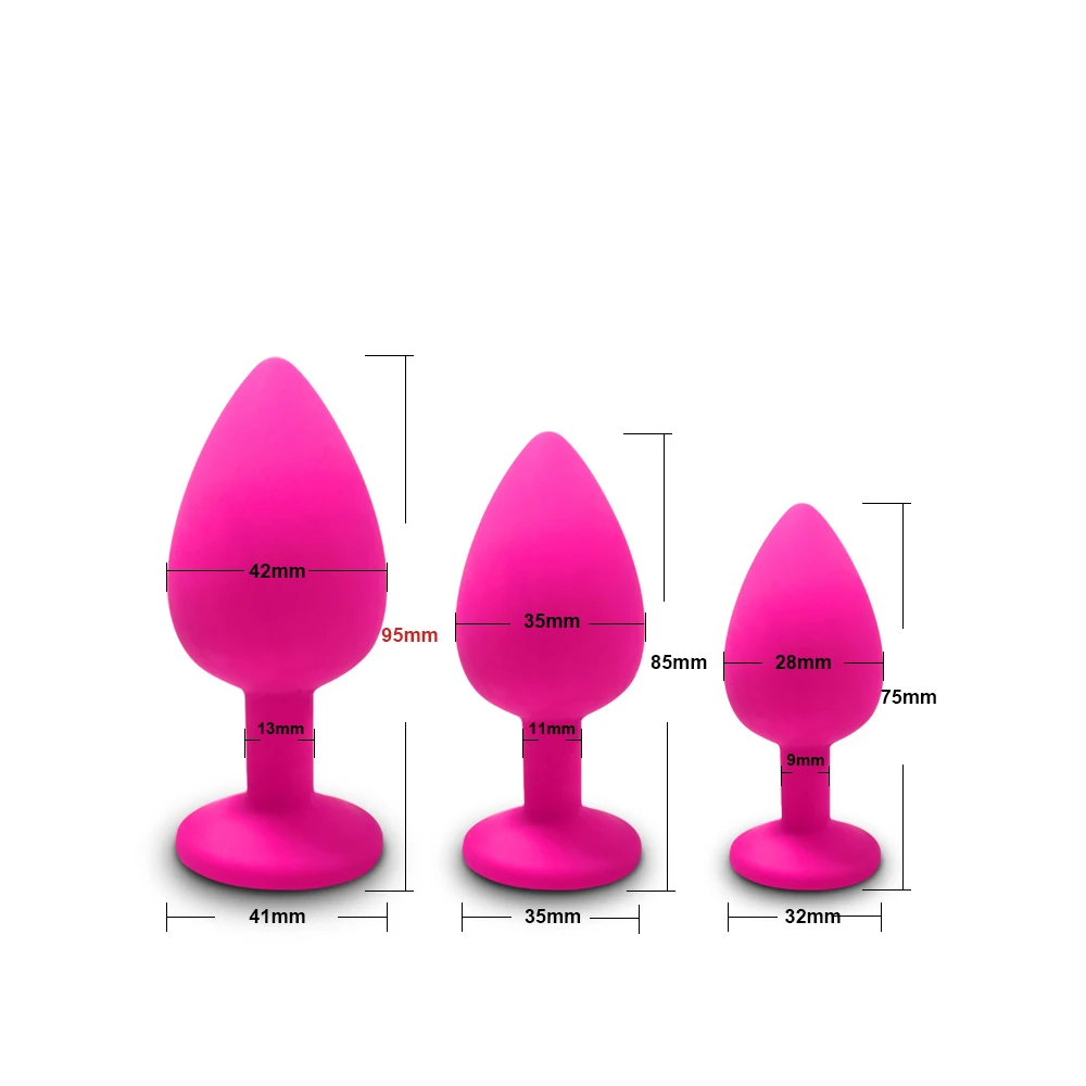 Beginner Anal Plug 3 Different Size Butt Plug with Detachable Acrylic Diamond Female Sex Toy for Men Women Couples Game
