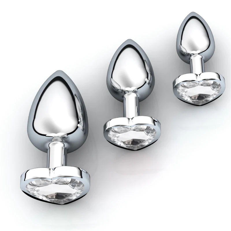 3Pcs/Set Metal Anal Plug Anal Dilator Bead Prostate Anal Massager Sex Toy For Women Anus Trainer Butt Plug With Jewelry Crystal
