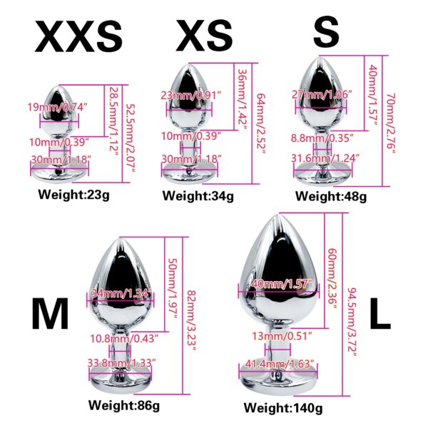Metal Anal Plug Jewelry Base,Beginner To Expert 5 Size Butt Plug,Adult Toys,Tail Female/Male Dildos,Sex Toys,Couples Adults Game