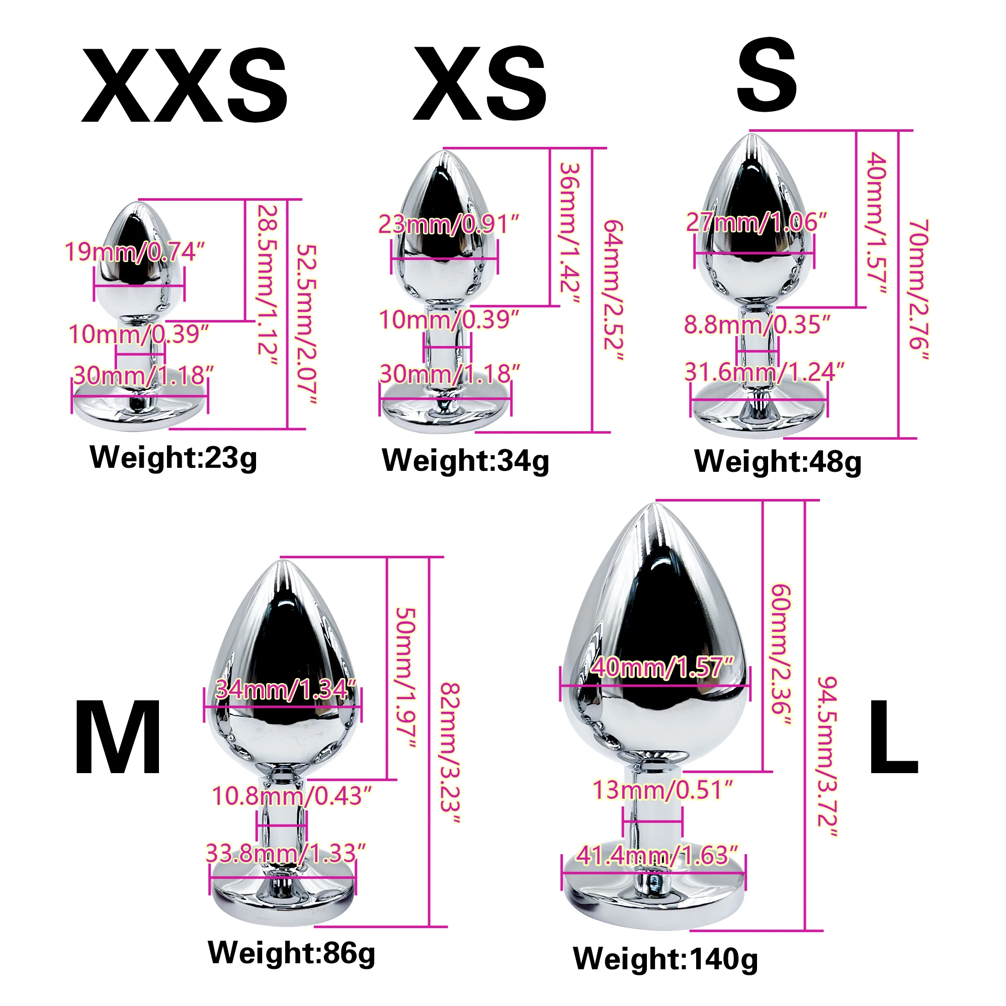 Metal Anal Plug Jewelry Base,Beginner To Expert 5 Size Butt Plug,Adult Toys,Tail Female/Male Dildos,Sex Toys,Couples Adults Game