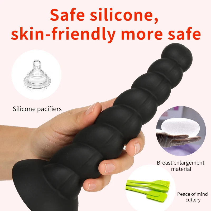 Silicone Anal Plug Dildos with Suction Cup Stimulate Vagina and Anus Big Butt Plug Soft Anal Dilator Sex Toys for Women and Men