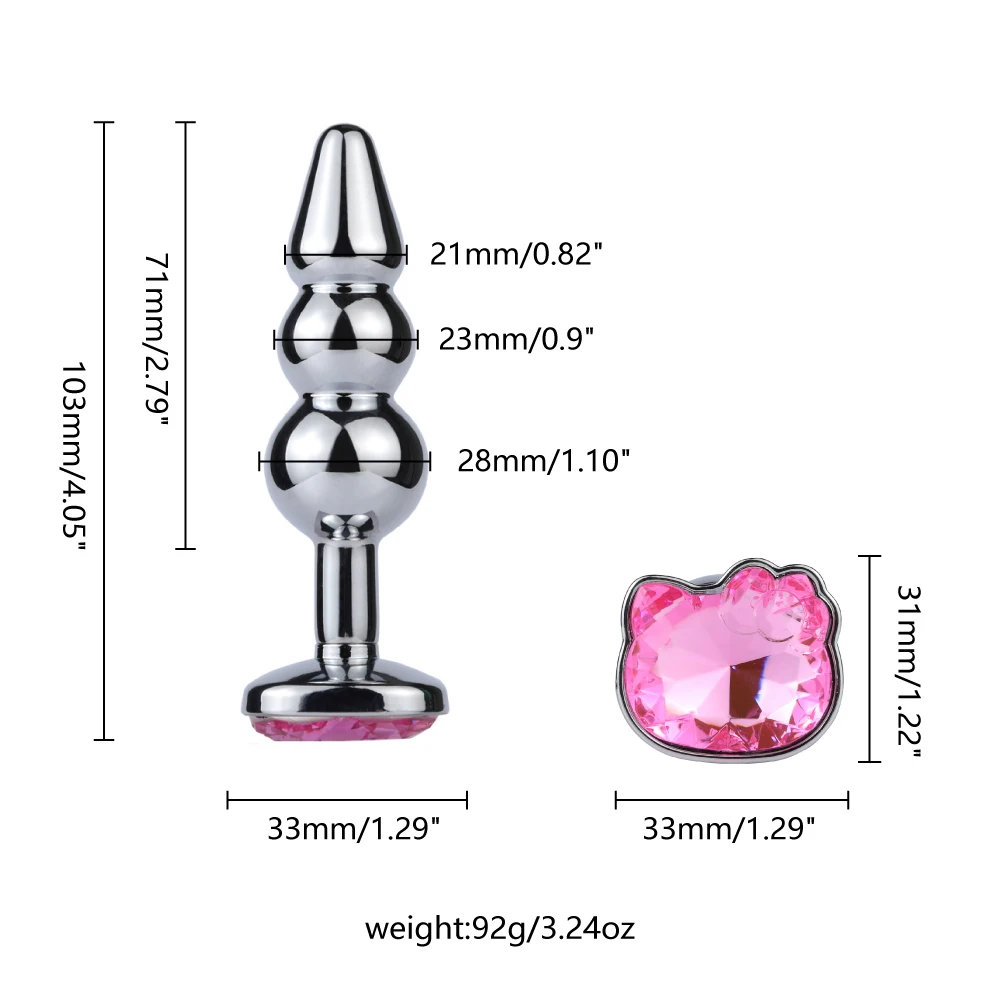 Steel Couples Games Metal Stainless Anal Butt Plug Crystal Holle Kitty Cat Face Bead Masturbador Sex Toys for Men/Women