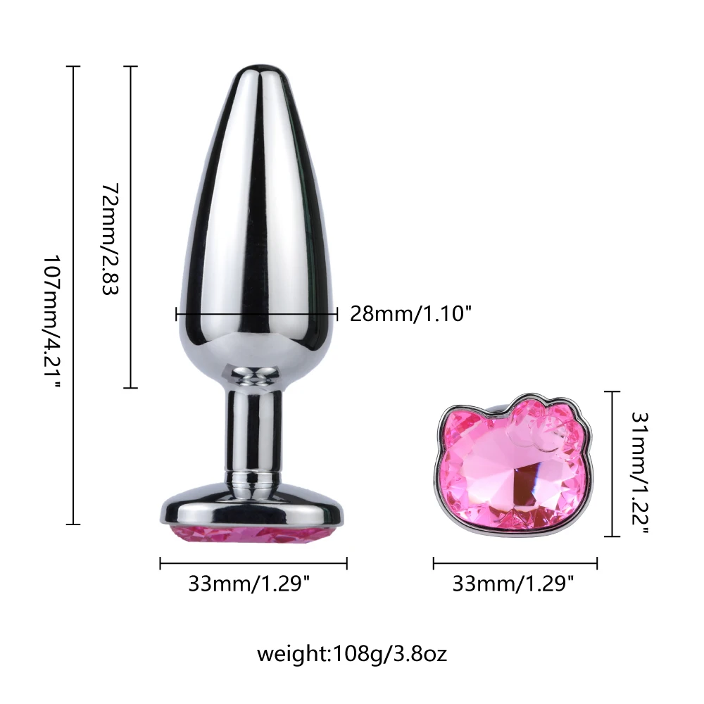 Steel Couples Games Metal Stainless Anal Butt Plug Crystal Holle Kitty Cat Face Bead Masturbador Sex Toys for Men/Women