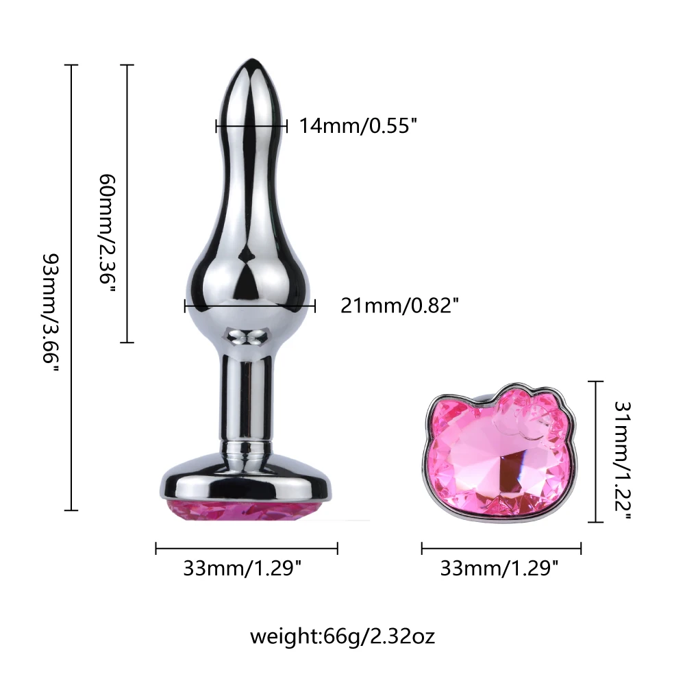 Steel Couples Games Metal Stainless Anal Butt Plug Crystal Holle Kitty Cat Face Bead Masturbador Sex Toys for Men/Women