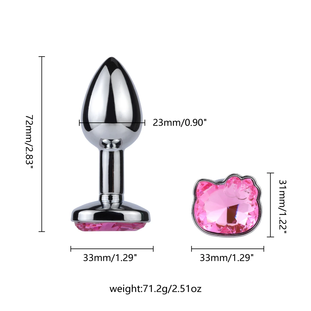 Steel Couples Games Metal Stainless Anal Butt Plug Crystal Holle Kitty Cat Face Bead Masturbador Sex Toys for Men/Women