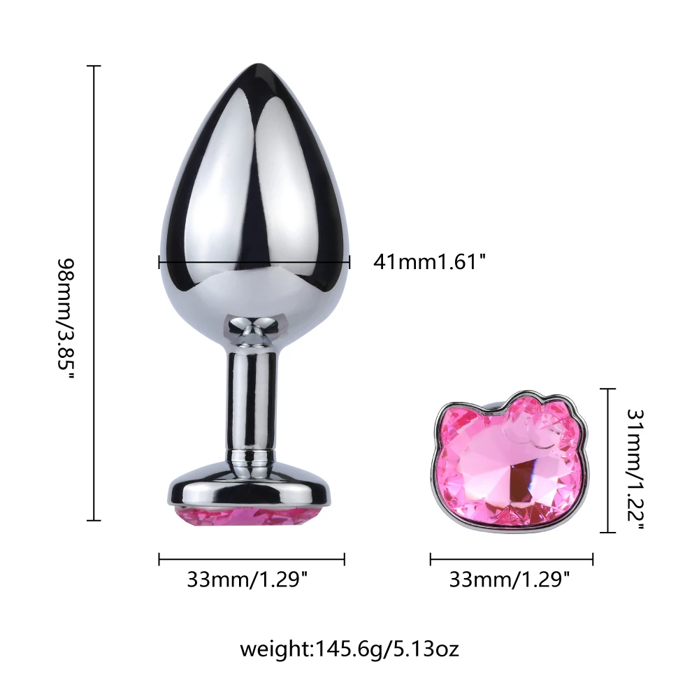 Steel Couples Games Metal Stainless Anal Butt Plug Crystal Holle Kitty Cat Face Bead Masturbador Sex Toys for Men/Women