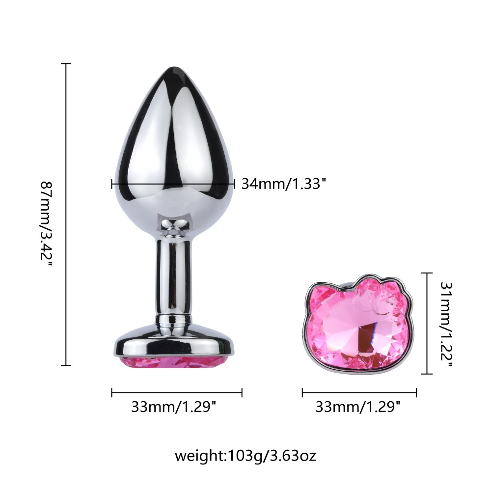 Steel Couples Games Metal Stainless Anal Butt Plug Crystal Holle Kitty Cat Face Bead Masturbador Sex Toys for Men/Women