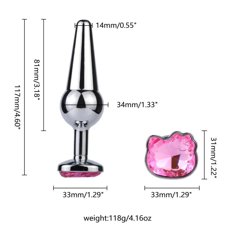 Steel Couples Games Metal Stainless Anal Butt Plug Crystal Holle Kitty Cat Face Bead Masturbador Sex Toys for Men/Women