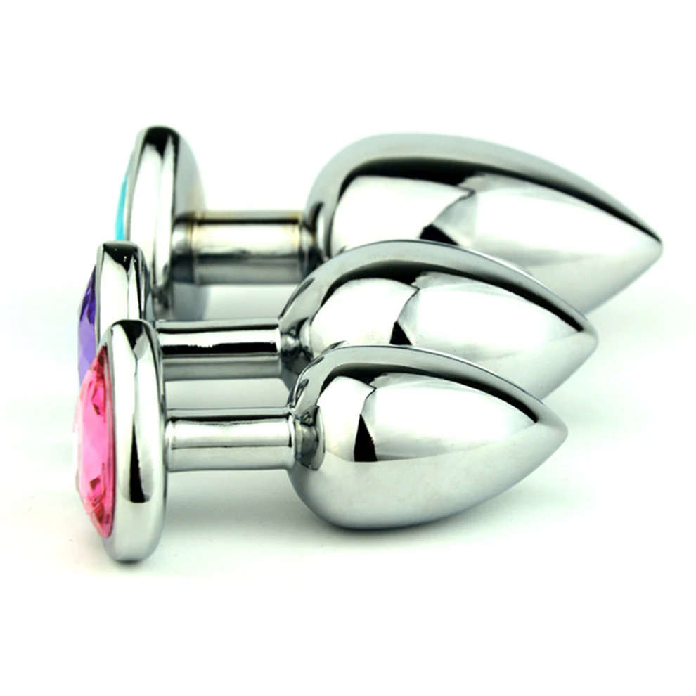 3Pc/Set Anal Plug Heart Stainless Steel Crystal Smooth Toy For Women 3 Size Butt Plug Stimulator Prostate Massager Adult Sex Toy