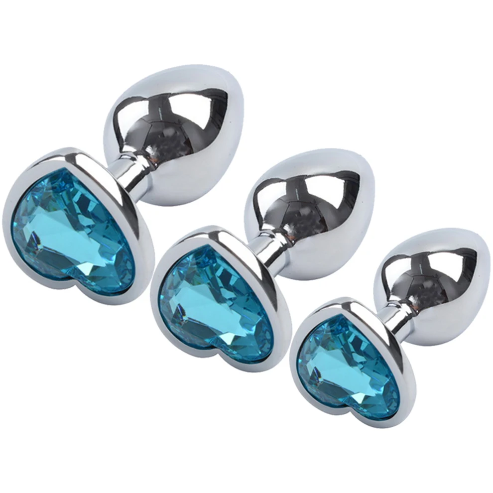 3Pc/Set Anal Plug Heart Stainless Steel Crystal Smooth Toy For Women 3 Size Butt Plug Stimulator Prostate Massager Adult Sex Toy