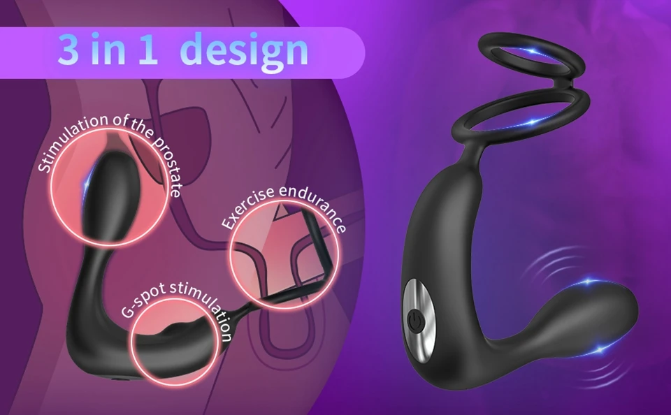 Safiman Prostate Massager Anal Vibrator Male Sex Toys with Cock Ring Vibrating Butt Plugs for Men 12 Vibrating Modes Wireless