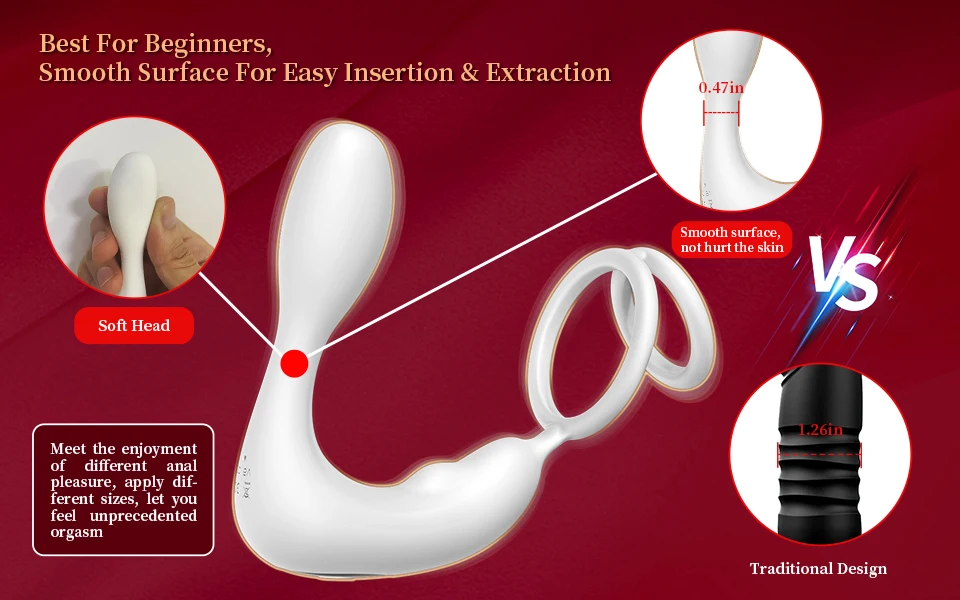 Safiman Prostate Massager Anal Vibrator Male Sex Toys with Cock Ring Vibrating Butt Plugs for Men 12 Vibrating Modes Wireless
