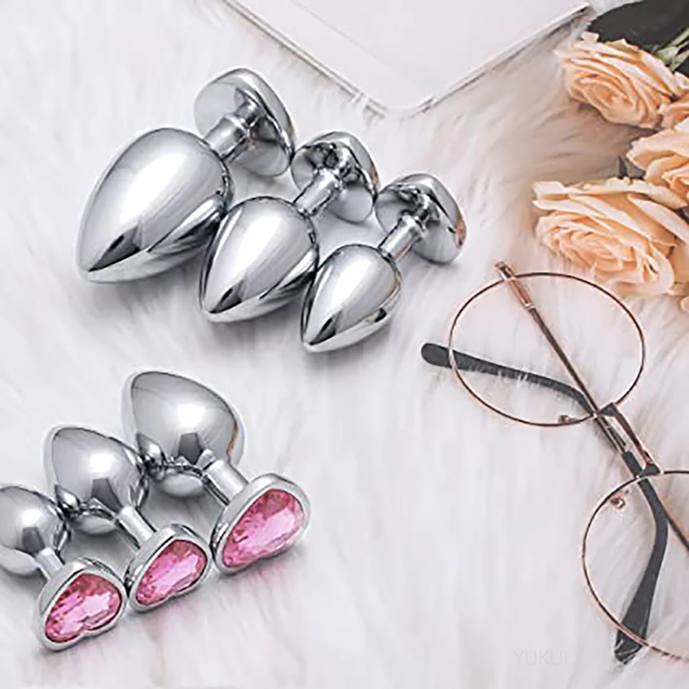 Heart-Shaped Anal Plug Sex Toys For Women Crystal Butt Plug Male Adult Toys Stainless Steel Prostate Massage Female Masturbation