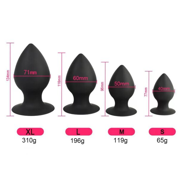 42-70mm Plug Anal Dilation Butt Plug For Men Prostate Massage Hard Silicone Anal Plug With Suction Cup Anal Sex Toys
