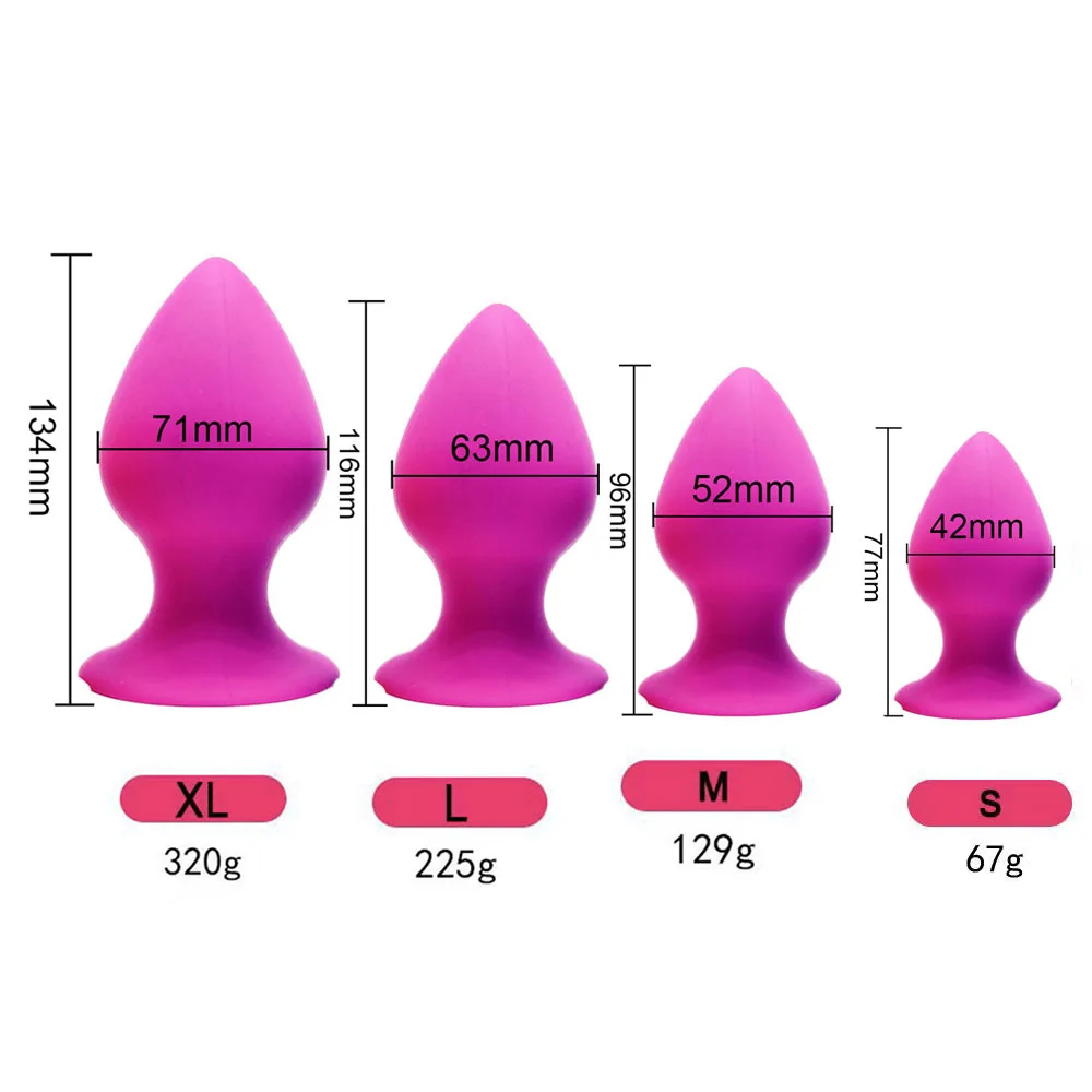 42-70mm Plug Anal Dilation Butt Plug For Men Prostate Massage Hard Silicone Anal Plug With Suction Cup Anal Sex Toys