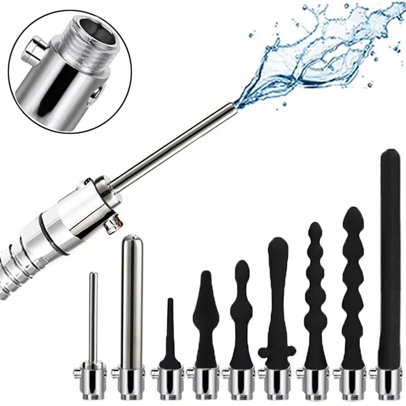 Douche Enema Vagina Anal Cleaning Switch faucet attachment Silicone Enema Syringe Shower Metal Butt Plug Nozzle Tip Gay Massager Douche Enema Vagina Anal Cleaning Switch faucet attachment Silicone Enema Syringe Shower Metal Butt Plug Nozzle Tip Gay Massager