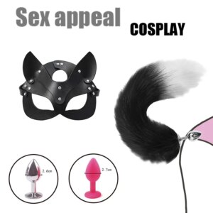 sex toys for woman cosplay fox mask tail anal plug metal anus butt plug mask half cat mask party sexy adult mask game masks bdsm