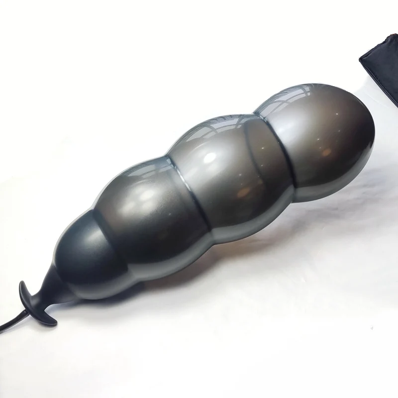 Expansion Diameter 14cm Inflatable Dildo Anal Plug with 5 Beads Built-in Silicone Column Huge Butt Plug Ass Dilator Anal Sex Toy