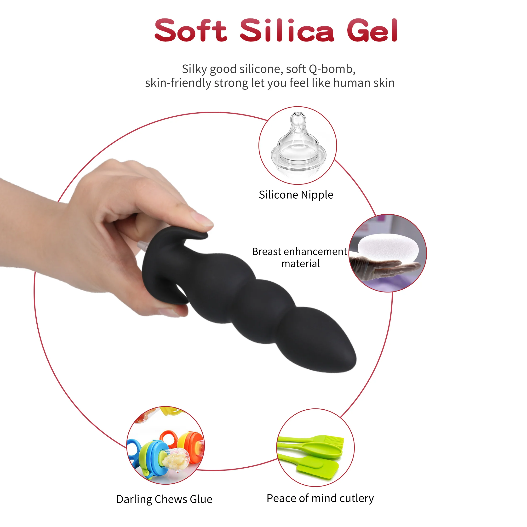 Expansion Diameter 14cm Inflatable Dildo Anal Plug with 5 Beads Built-in Silicone Column Huge Butt Plug Ass Dilator Anal Sex Toy
