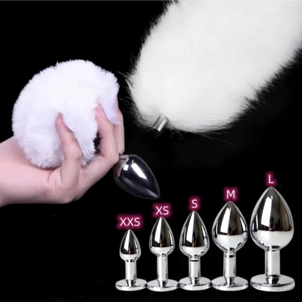 exotic anue plug toys with separable fox tail metal butt plug for couple women anal games rabbit cosplay special accessories