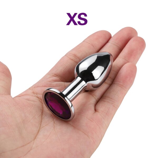 1pcs, Gemstone base mini metal anal plug, beginner butt plug, masturbation tool, sex Butt g-point massage, adult sex toys