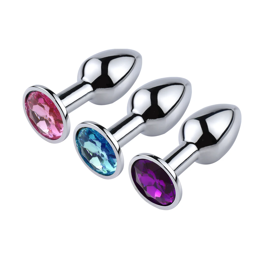 1pcs, Gemstone base mini metal anal plug, beginner butt plug, masturbation tool, sex Butt g-point massage, adult sex toys