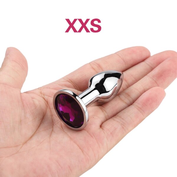 1pcs, Gemstone base mini metal anal plug, beginner butt plug, masturbation tool, sex Butt g-point massage, adult sex toys