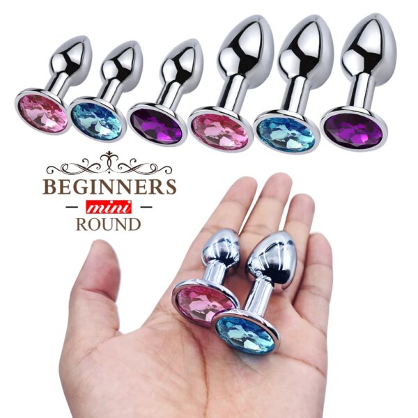 1pcs, Gemstone base mini metal anal plug, beginner butt plug, masturbation tool, sex Butt g-point massage, adult sex toys