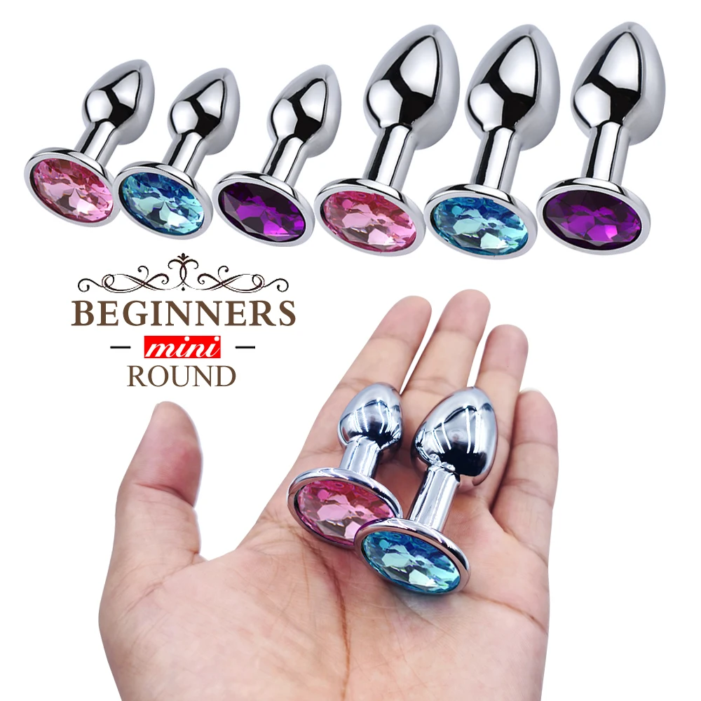 1pcs, Gemstone base mini metal anal plug, beginner butt plug, masturbation tool, sex Butt g-point massage, adult sex toys
