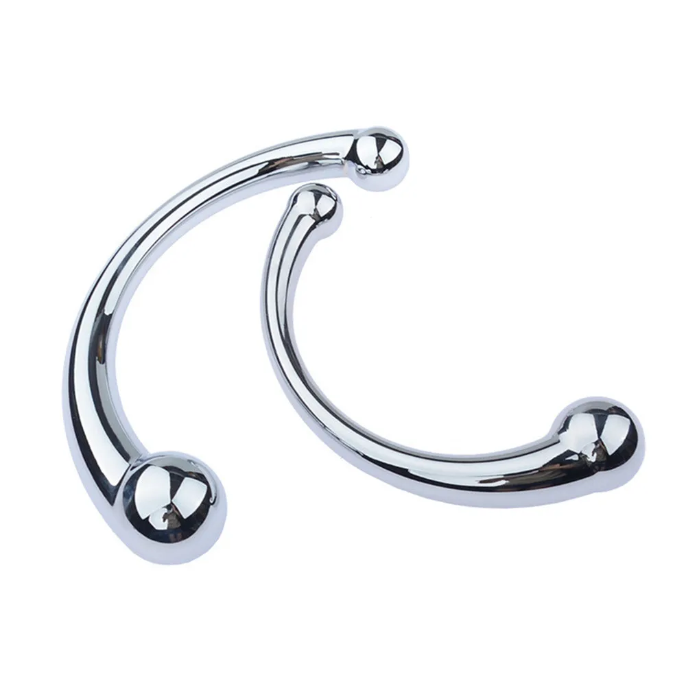 Double Ended Stainless Steel G Spot Wand Massage Stick Pure Metal Penis P-Spot Stimulator Anal Plug Dildo Sex Toy For Women Men