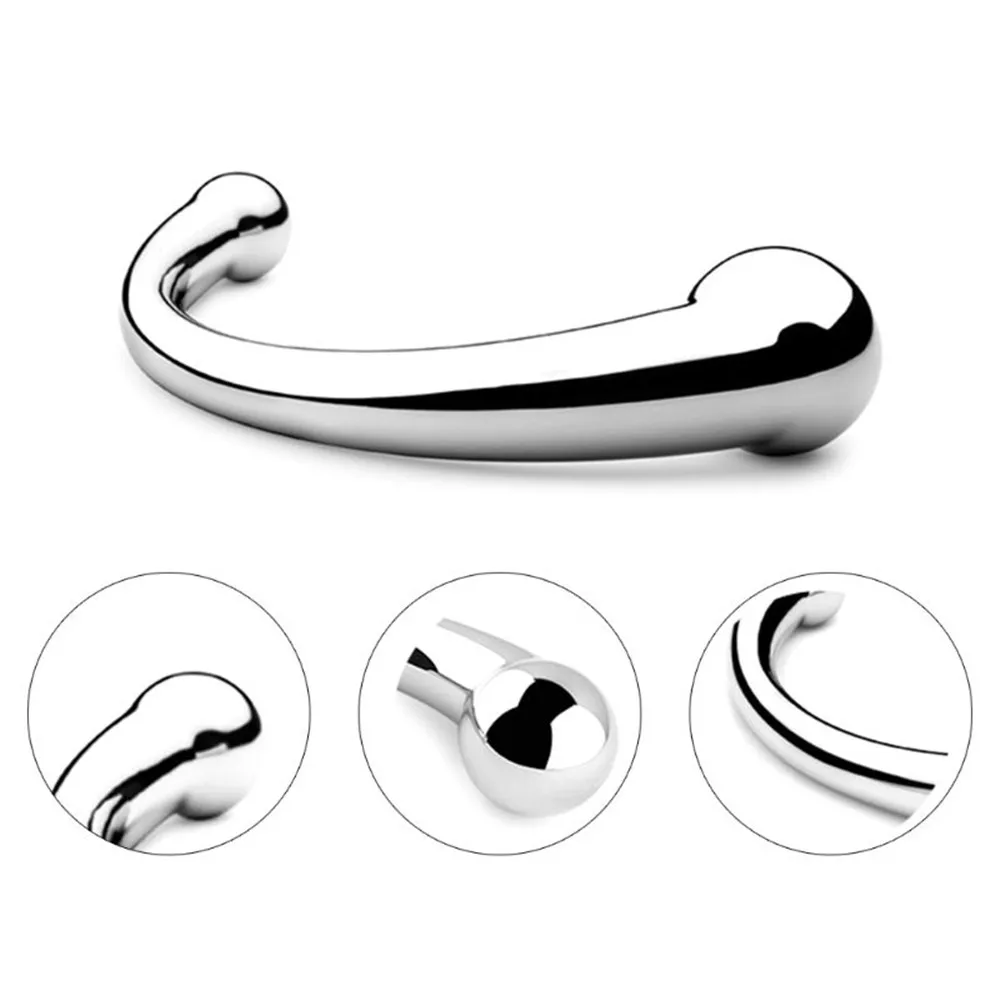 Double Ended Stainless Steel G Spot Wand Massage Stick Pure Metal Penis P-Spot Stimulator Anal Plug Dildo Sex Toy For Women Men