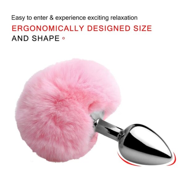 Anal Plug Stainless Steel Silicone Bunny Tail Erotic Dildo Sexo Butt Plug Tail  Anus Sex Shop Adults Games Sex Toys for Woman