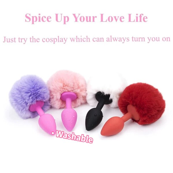 Anal Plug Stainless Steel Silicone Bunny Tail Erotic Dildo Sexo Butt Plug Tail  Anus Sex Shop Adults Games Sex Toys for Woman