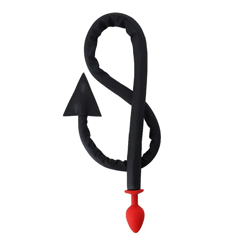 HESEKS Metal Anal Plug PU leather Whip Anal Sex Devil Tail Cosplay Butt Plug Adult Games Anal Sex Toys for Couples Men and Women