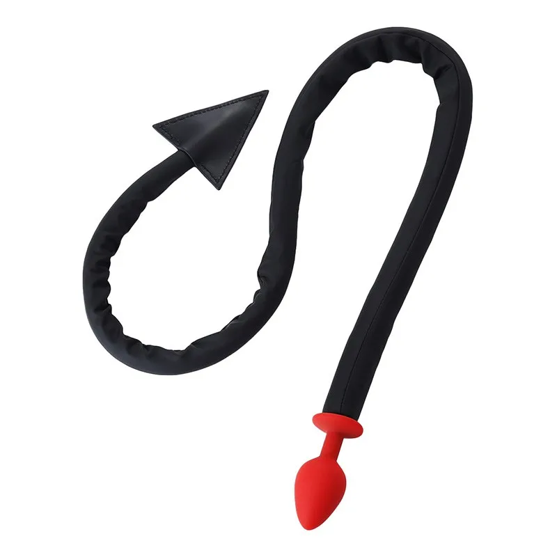 HESEKS Metal Anal Plug PU leather Whip Anal Sex Devil Tail Cosplay Butt Plug Adult Games Anal Sex Toys for Couples Men and Women