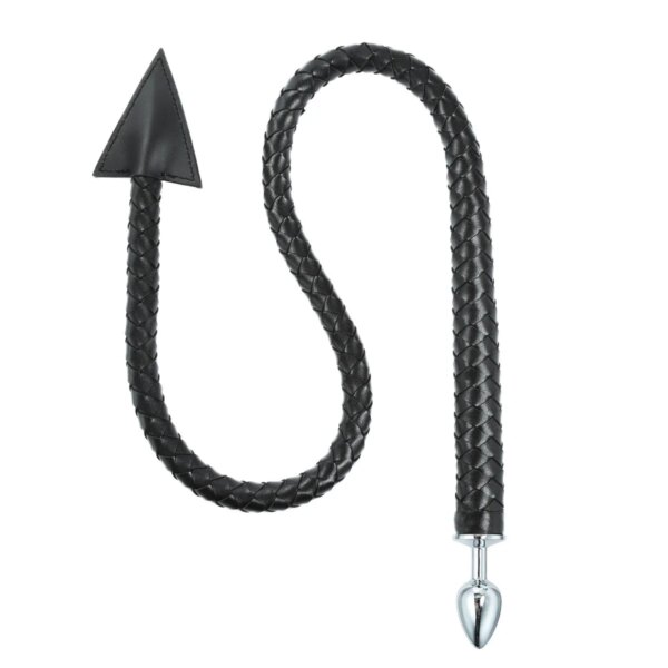 Metal Anal Plug PU leather Whip Anal Sex Devil Tail Cosplay Butt Plug Adult Games Anal Sex Toys for Couples Men and Women