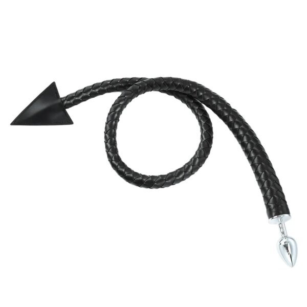 Metal Anal Plug PU leather Whip Anal Sex Devil Tail Cosplay Butt Plug Adult Games Anal Sex Toys for Couples Men and Women