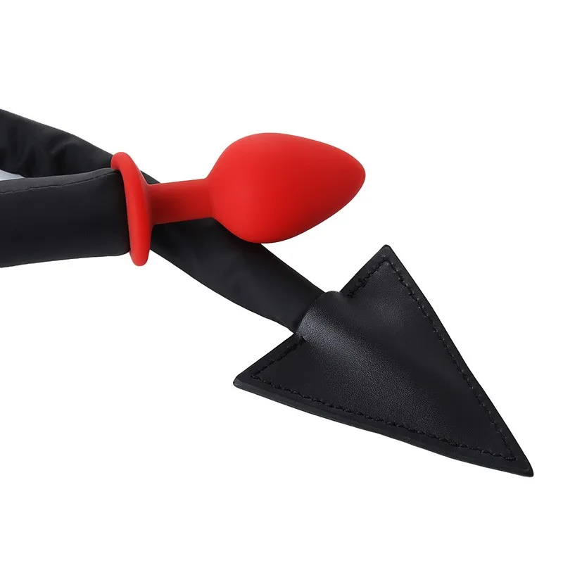 HESEKS Metal Anal Plug PU leather Whip Anal Sex Devil Tail Cosplay Butt Plug Adult Games Anal Sex Toys for Couples Men and Women