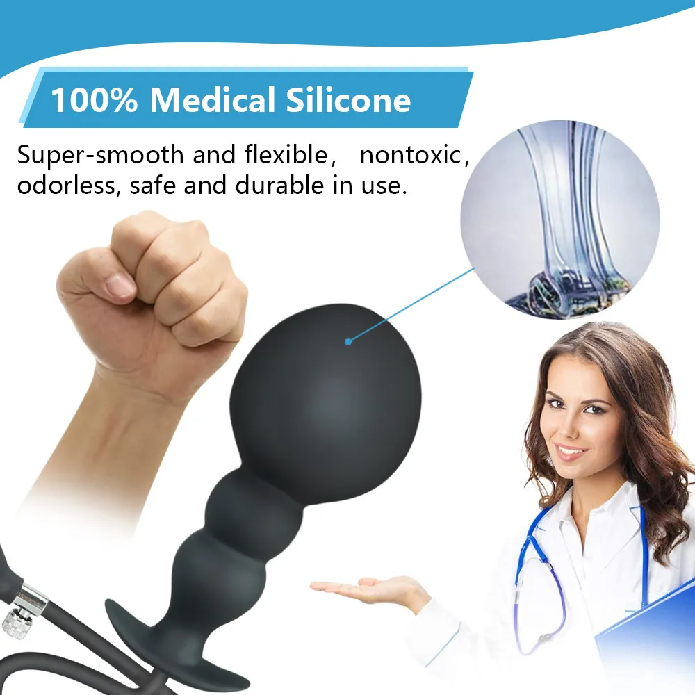 Super Long Inflated Anal Plug Expandable Dildo Big Butt Plug G-spot Prostate Massage Anus Trainner BDSM Sex Toys For Women Men