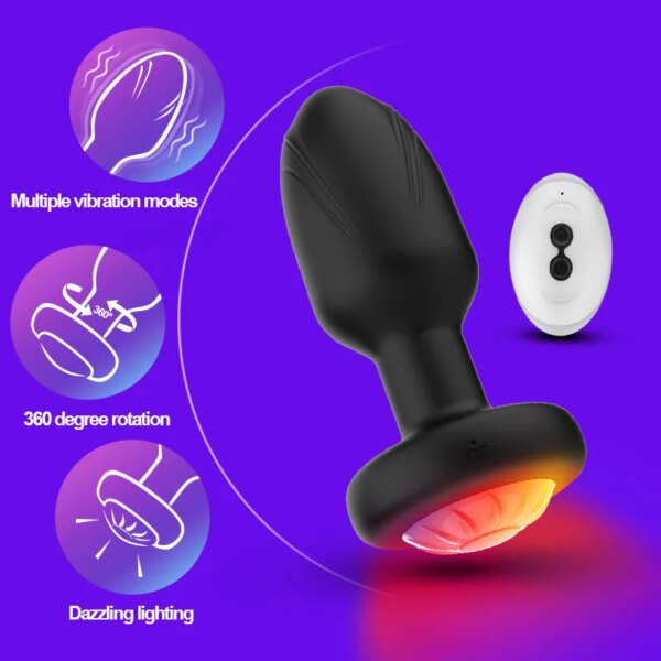 360 Rotation Vibrating Anal Plug Remote Control Butt Plug Vibrator For man 10 Speed Prostate Massager Adult Sex Toys For Couples