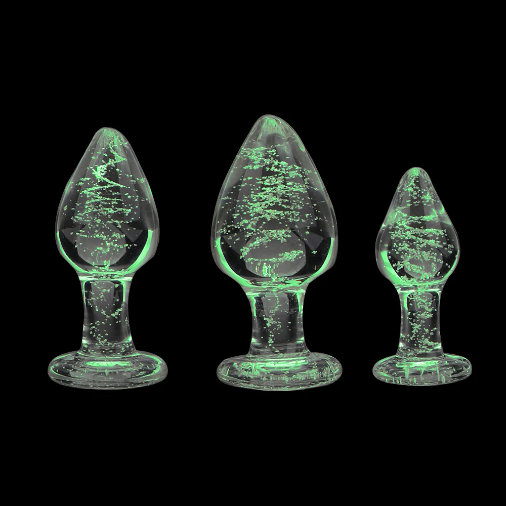 IKOKY Luminous Glass Butt Plug Anal Plug Toys for Adults Erotic Toys Crystal Jewelry Anal Beads Sex Shop No Vibration