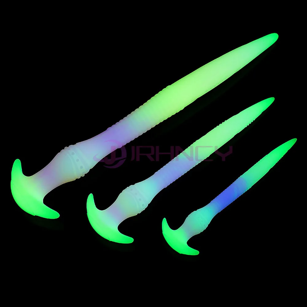Glow In The Dark Anal Plug Long Butt Plug Tail Adult Sex Toys For Women Men Prostate Massage Anal Dilation Soft Silicone Butplug